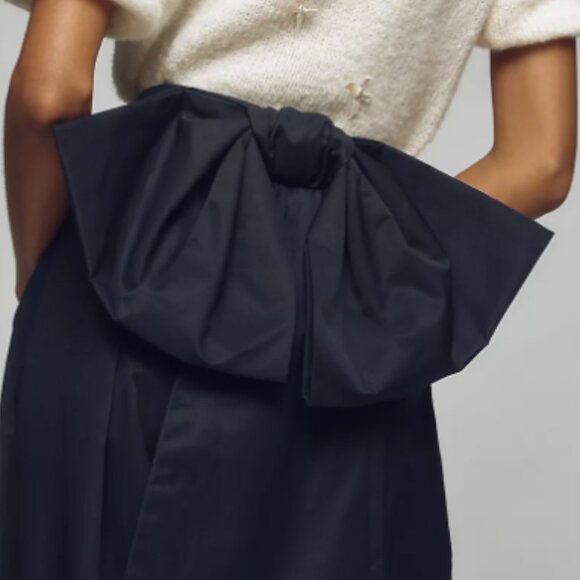 Brand New Maeve Sculpted Bow Midi Skirt - Picture 3 of 5